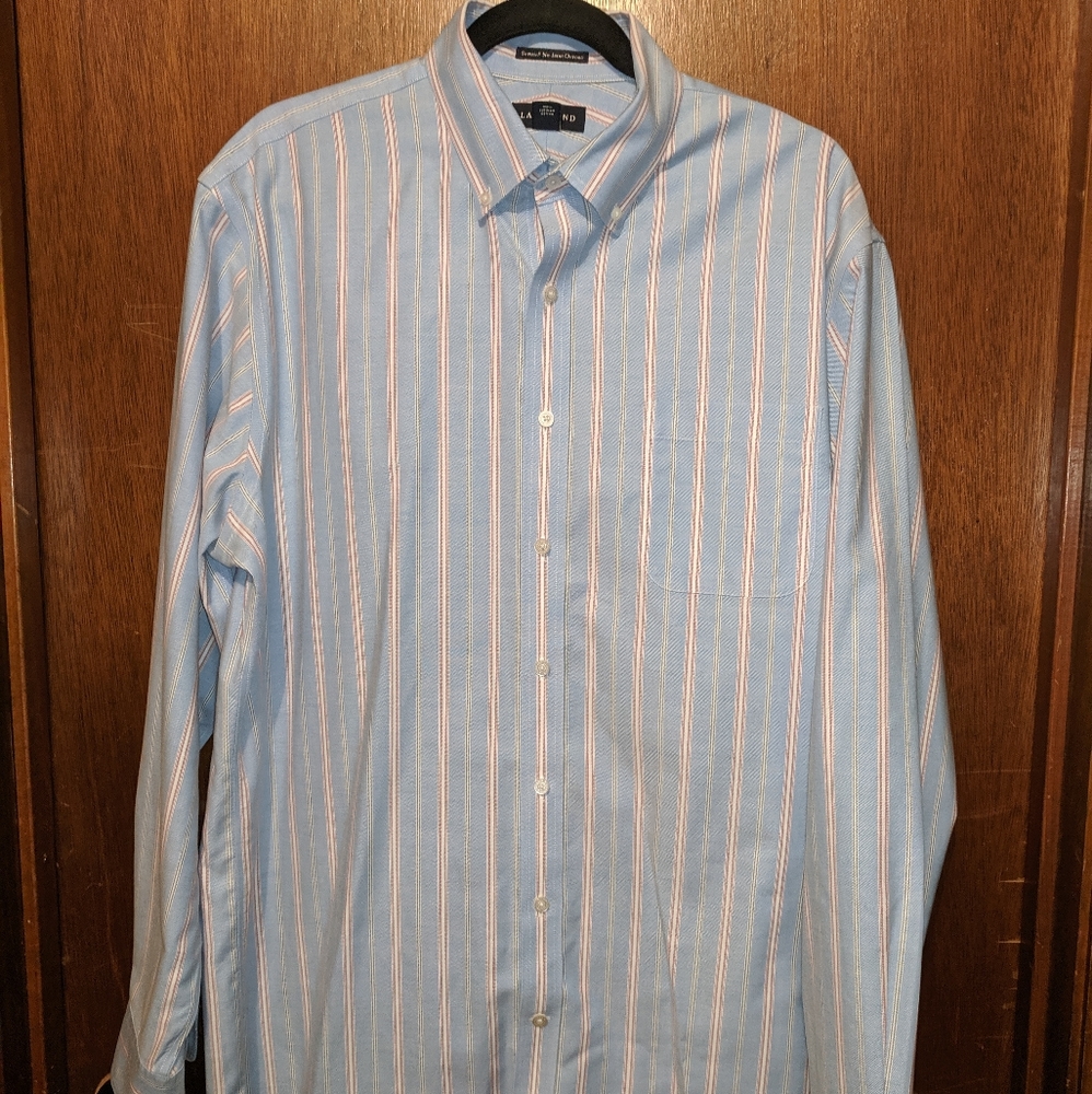 LANDS' END supima no iron Oxford stripe buttondown